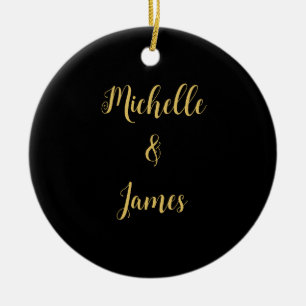 ブラック&金ゴールドカラープロフェッショナルトレンディー モダン セラミックオーナメント