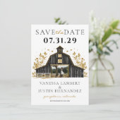 ブラック&金ゴールドカントリーウェディング セーブザデート (スタンド正面)