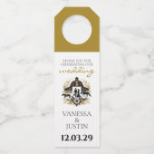 ブラック&金ゴールドカントリーウェディング ボトルネックタグ (正面)