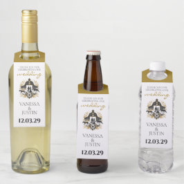 ブラック&金ゴールドカントリーウェディング ボトルネックタグ