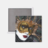 ブラック&金ゴールドカーニバルマスクby PSOVART マグネット (正面/裏面)