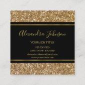 ブラック&金ゴールドガーリースパークルグリッターサロン スクエア名刺 (裏面)