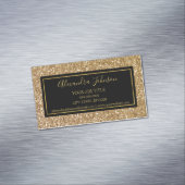 ブラック&金ゴールドガーリースパークルグリッターサロン マグネット名刺 (インサイチュ)