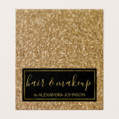 ブラック&金ゴールドガーリースパークルグリッターサロン 名刺 (外部フラット)