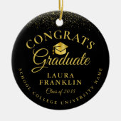 ブラック&金ゴールドキャップ卒業祝い セラミックオーナメント (正面)
