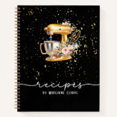 ブラック&金ゴールドキラキラベーカリーベーキング器具 ノートブック (正面)