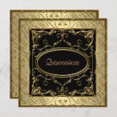ブラック&金ゴールドキンセアニェラ 招待状 (正面/裏面)