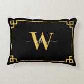 ブラック&金ゴールドギリシャ鍵 モノグラムの アクセントクッション (裏面)