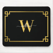 ブラック&金ゴールドギリシャ鍵 モノグラムの マウスパッド (正面)