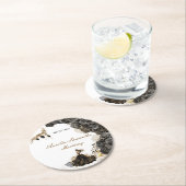 ブラック&金ゴールドクインセアニラステッカー ラウンドペーパーコースター (インサイチュ)