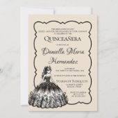 ブラック&金ゴールドクインセアニラ 招待状 (正面)