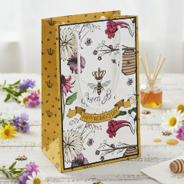 ブラック&金ゴールドクイーンビーマザーズ日写真 スモールペーパーバッグ