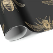 ブラック&金ゴールドクイーンビーラッピング紙 ラッピングペーパー (ロールコーナー)