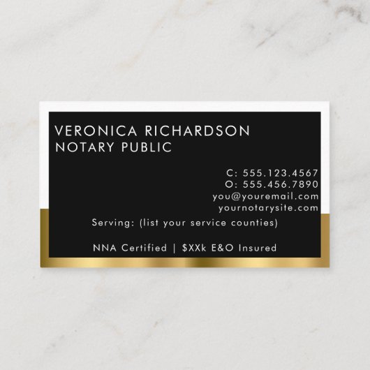 ブラック&金ゴールドクミニマルリークリーン熟練公証人 名刺 (裏面)