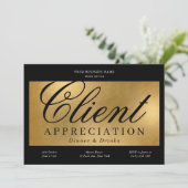 ブラック&金ゴールドクライアント評価ビジネスディナー 招待状 (スタンド正面)