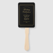 ブラック&金ゴールドクラシックアールデコ結婚式 プログラム ハンドファン (正面)