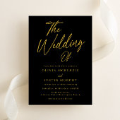 ブラック&金ゴールドクラシックエレガンス結婚ズ 招待状