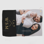 ブラック&金ゴールドクラシックモノグラムフォトゴルフクラブ ゴルフタオル (横)