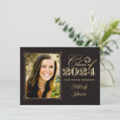 ブラック、金ゴールドクラス2014写真卒業招待状 招待状 (スタンド正面)