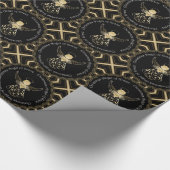 ブラック&金ゴールドクリスマスエンジェル・オブ・グレース ラッピングペーパー (角)