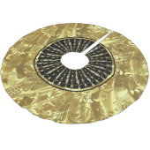 ブラック&金ゴールドクリスマススノーフレーク ブラッシュドポリエステルツリースカート (アングル)