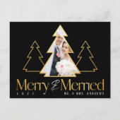 ブラック&金ゴールドクリスマスツリー新着写真 シーズンポストカード (正面)