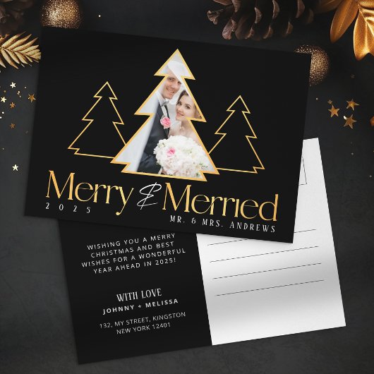 ブラック&金ゴールドクリスマスツリー新着写真 シーズンポストカード