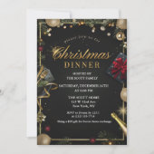 ブラック&金ゴールドクリスマスディナー招待状のみ 招待状 (正面)
