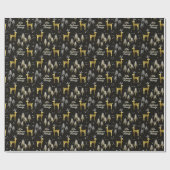 ブラック&金ゴールドクリスマストインデナパーソナライズされたー名 ラッピングペーパー (フラット)