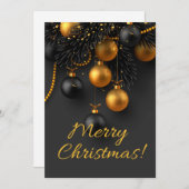 ブラック&金ゴールドクリスマスボールエレガントグリッターH (正面/裏面)