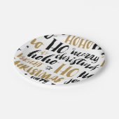 ブラック&金ゴールドクリスマスワード文字アートキュートアエステティ ペーパープレート (アングル)