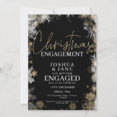 ブラック&金ゴールドクリスマス婚約パーティ 招待状 (正面)