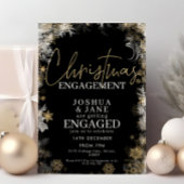 ブラック&金ゴールドクリスマス婚約パーティ 招待状
