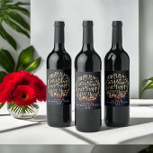 ブラック&金ゴールドクリスマス&ハッピーニューイヤータイポグラフィ ワインラベル