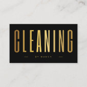 ブラック&金ゴールドクリーニングサービスのミニマリスト 名刺 (正面)