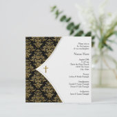 ブラック&金ゴールドクロス《キリスト教》洗礼式や命名式 招待状 (スタンド正面)