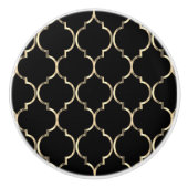 ブラック&金ゴールドクローバー セラミックノブ (正面)