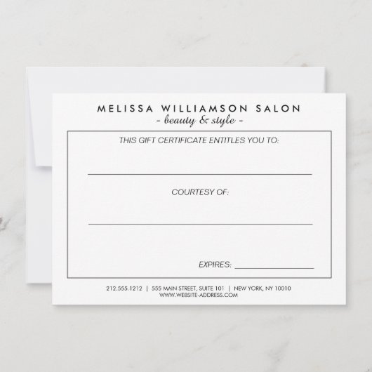 ブラック&金ゴールドグラマーと美しいギフト券 (裏面)