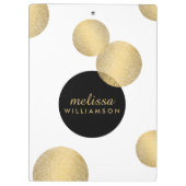 ブラック&金ゴールドグラマー&美しい パーソナライズされた クリップボード (裏面)