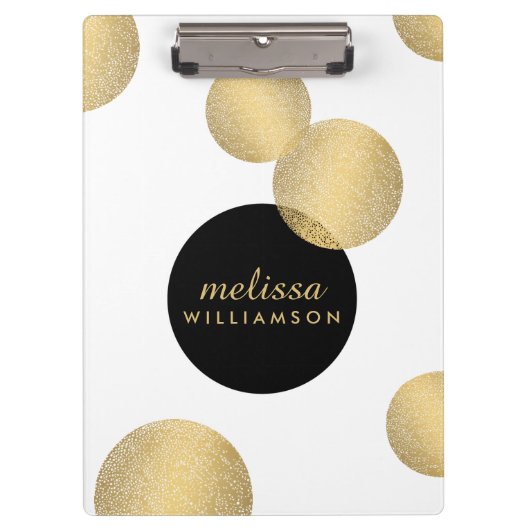 ブラック&金ゴールドグラマー&美しい パーソナライズされた クリップボード (正面)
