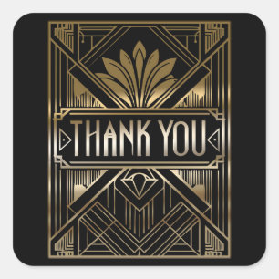 ブラック&金ゴールドグラムアールデコ結婚ズ スクエアシール