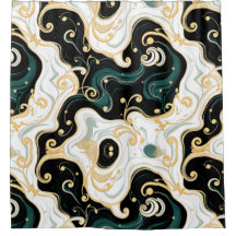 ブラック&金ゴールドグラムシャワーカーテン