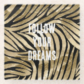 ブラック&金ゴールドグラムゼブラ ガラスコースター (正面)