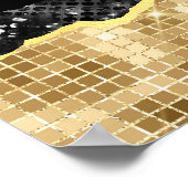 ブラック&金ゴールドグラムティアーズ誕生日ウェルカム ポスター (角)