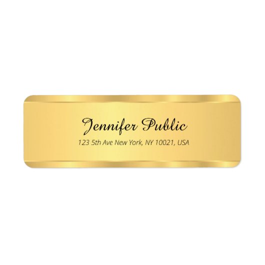 ブラック&金ゴールドグラムテンプレートエレガント差出人住所 ラベル (正面)