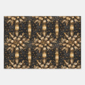 ブラック&金ゴールドグランジクリスマス ラッピングペーパーシート (正面3)