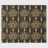 ブラック&金ゴールドグランジクリスマス ラッピングペーパー (フラット)