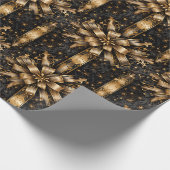ブラック&金ゴールドグランジクリスマス ラッピングペーパー (角)