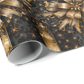 ブラック&金ゴールドグランジクリスマス ラッピングペーパー (ロールコーナー)