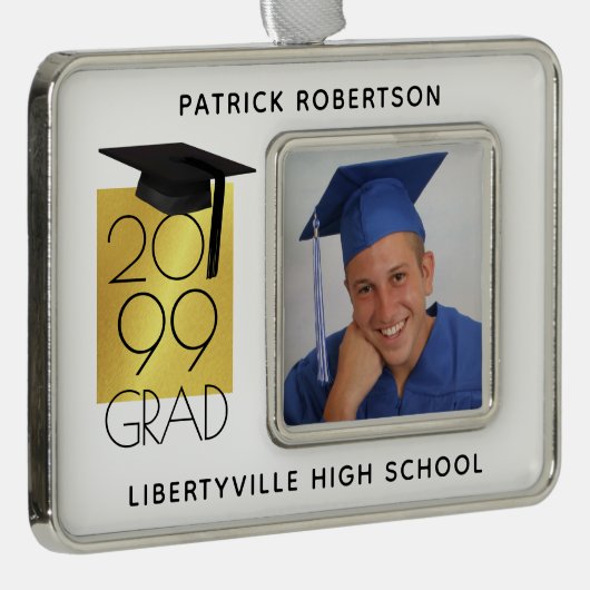 ブラック&金ゴールドグラード | 卒業写真の記念 シルバープレートフレームオーナメント (右)